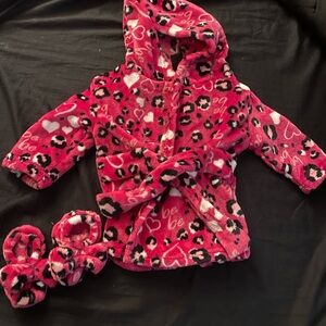 Bebe Baby Pink Heart and Leopard Print Robe